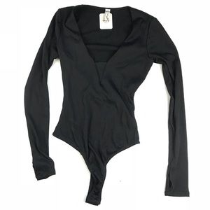 Free people long sleeve thong bodysuit